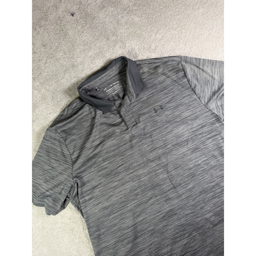 Under Armour Shirt Mens XL Gray Performance Polo Short Sleeve Loose Fit Golf